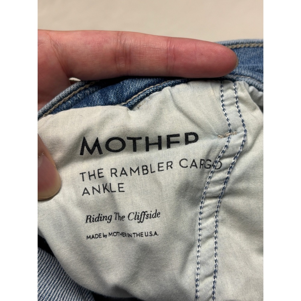 Mother The Rambler Cargo Ankle Jeans Riding The Cliffside Blue Wide Leg 25X28 - Picture 9 of 16